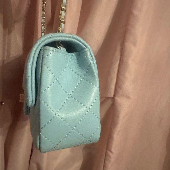 Tiffany & Fred Paris blue and gold leather bag purse quilted chain ball - Picture 11 of 15